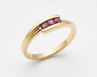 10k Yellow Gold Ruby Engagement Ring: July Birthstone