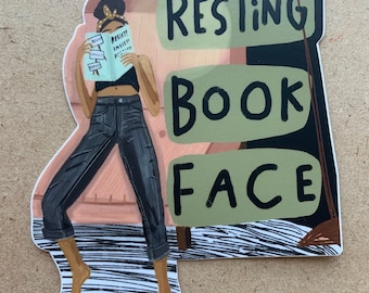 Resting Book Face  vinyl sticker