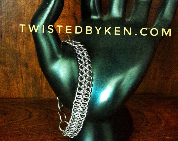 Handmade Welded 4in1 European Weave Stainless Steel, Chain Mail Bracelet 19/20 Gauge 7.5in Free Shipping TwistedByKen TBK081019