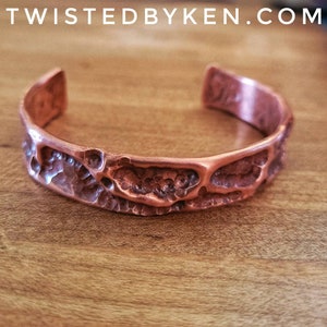 Copper Cuff Bracelets, Handmade, Hammered Air Chasing, Antiqued Copper, Natural Patina, Made To Size, 1/2in Width, Free Shipping TBK066 image 4