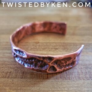 Copper Cuff Bracelets, Handmade, Hammered Air Chasing, Antiqued Copper, Natural Patina, Made To Size, 1/2in Width, Free Shipping TBK066 image 6