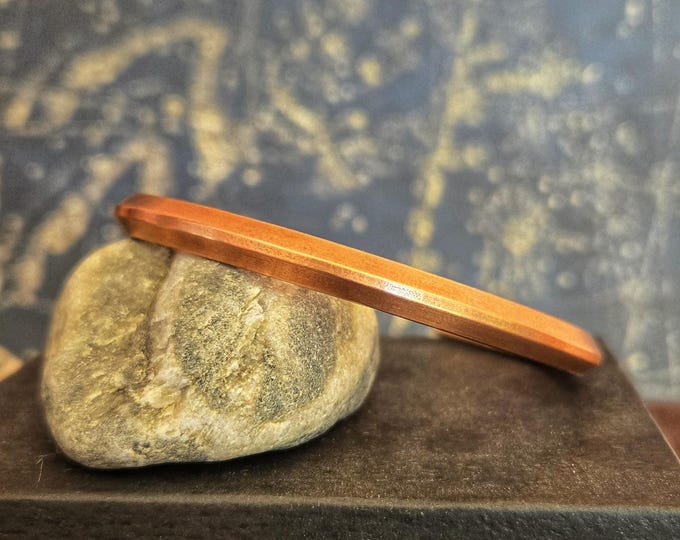 Handmade Beveled Copper Cuff Bracelet, 6mm Wide Made From American Sourced Copper, Custom Sized Fit, Unique Artisan Jewelry