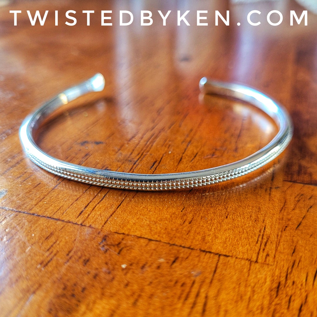 Patterned, Sterling Silver Cuff Bracelet, Made From 8ga Wire Patterned, Sterling Silver Cuff Bracelet, Made From 8ga Wire