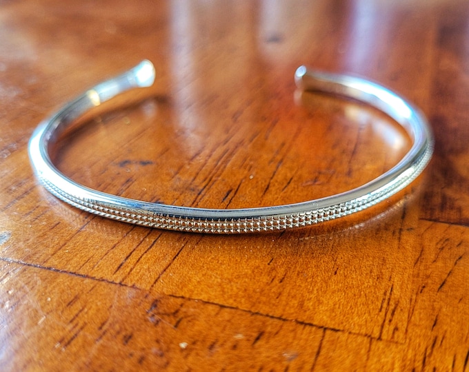 Patterned, Sterling Silver Cuff Bracelet, Made From 8ga Wire, Sized To Fit TBK077