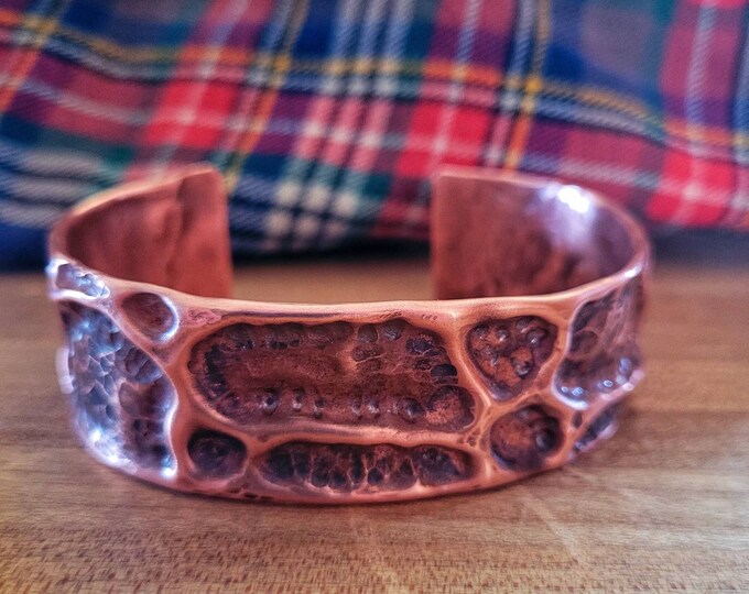 Handmade Antiqued Copper Cuff Bracelet - Air Chased, Made From Reclaimed Copper Pipe, 1" Wide, Free Shipping & Satisfaction Guarantee TBK026