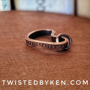 Antiqued, U.S. Penny Heart Charm/Pendant, Made From Copper Pennies. Twisted By Ken