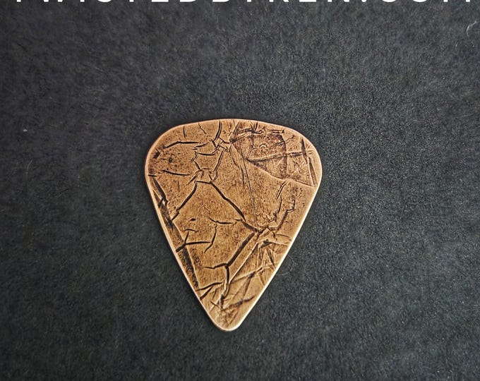 Simple Patterned Handmade Copper Guitar Pick from Recycled Copper Pipes