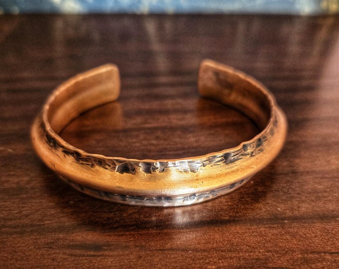 Handmade Recycled Copper Cuff Bracelet, Raised Hammered Rib Design, Made from 3/8" Copper Tubing, Custom Size – TwistedByKen TBK055