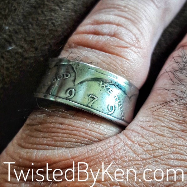 Half Dollar, Swedish Wrap Style Band Ring, Nickel Clad Copper Modern Coin Sized To Fit. Free Shipping Eligible