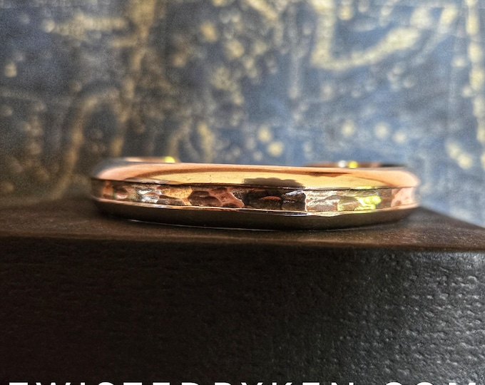 Handmade Solid Sterling Silver Hammered Cuff Bracelet –Unisex, Adjustable, Recessed Hammered Texture, Rounded Edge, 11mm Wide Free Shipping