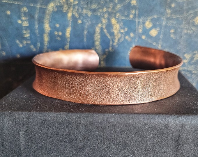 Handmade, Textured Anticlastic Copper Cuff Bracelet, Made From Recycled Copper Tubing, 1/2in Wide, Adjustable