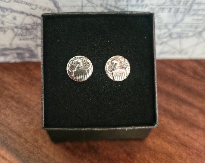 Upcycled Half Dollar Stud Earrings, 3/8in, 9.5mm Diameter, From Nickel Clad Copper Coins,  Handmade Sterling Silver Ear Posts TwistedByKen