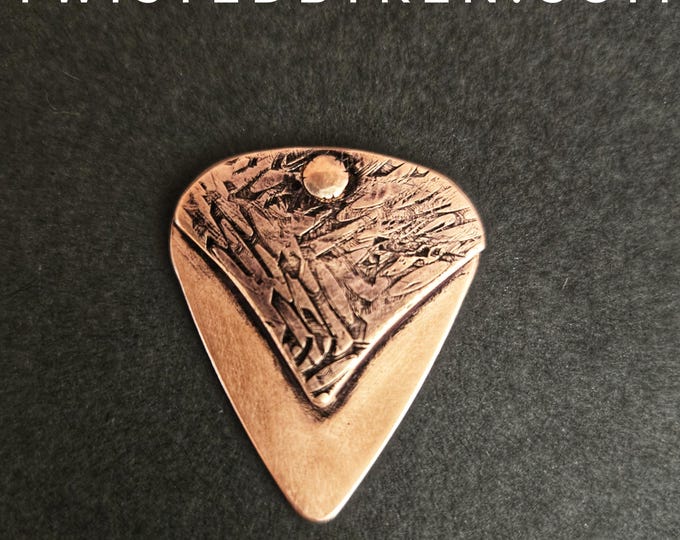 Unique Embellished Handmade Copper Guitar Pick Made from Recycled Copper Pipes
