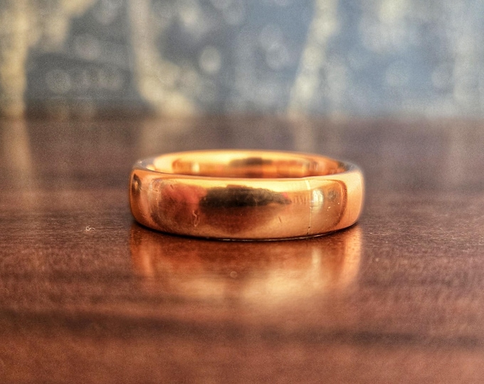 Handmade, Comfort Fit Band Ring Made From Recycled Copper, 6mm Wide Band Twisted By Ken