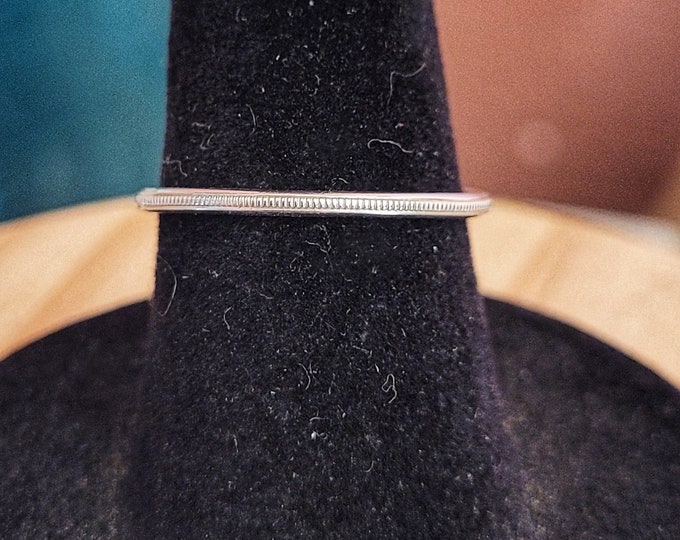Single Handmade Sterling Silver Stacking Ring with Milled Texture by Twisted By Ken