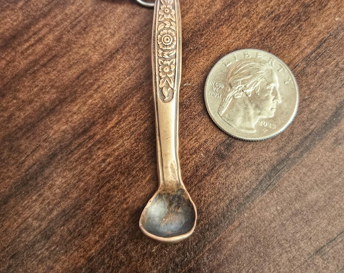 Handmade Copper Ladle Pendant Charm, Recycled 4ga Copper Wire, Floral Pattern, 2.5 Inch Long