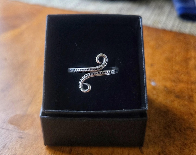 Adjustable, Handmade, Sterling Silver, Twisted Tentacles Ring, Fashioned From American Sourced 14 Gauge Wire Twisted By Ken