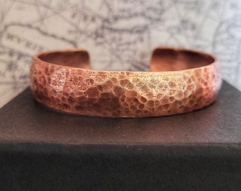 Handmade, Hammered Synclastic Copper Cuff Bracelet, Made From Recycled Copper Tubing, 1/2in Wide, Adjustable