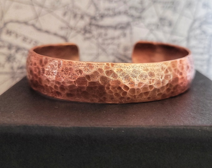 Handmade, Hammered Synclastic Copper Cuff Bracelet, Made From Recycled Copper Tubing, 1/2in Wide, Adjustable
