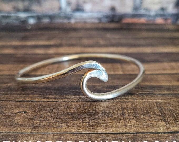 Sterling Silver, Handmade Wave Bangle Bracelet, Handmade From 8ga Sterling Wire, 5/32in 4mm Diameter Wire, Sized To Fit Free Shipping TBK063