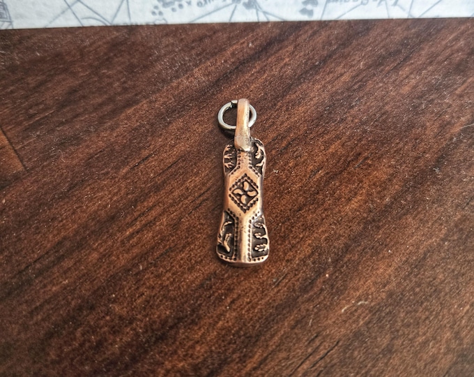 Handmade Antiqued Copper Zipper Pull, Recycled 4ga Copper Wire, Stainless Steel Jump Ring