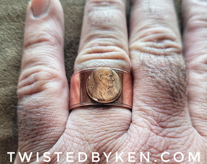 Punched Penny Band Ring, 1/2in Width Band Made From Recycled 3/8th Copper Tubing, Made To Size