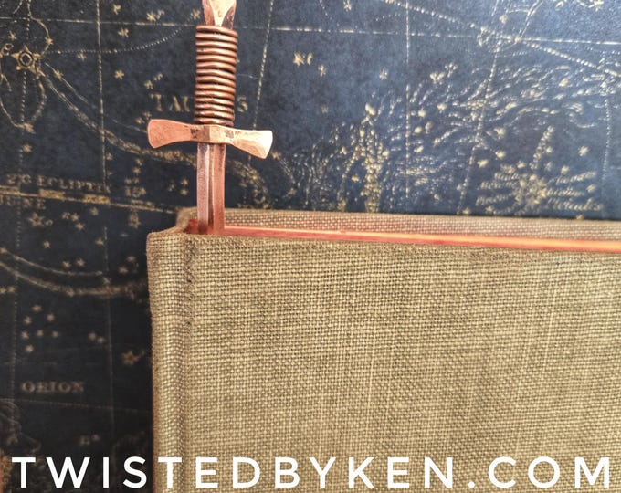 Hand Crafted Copper Sword Bookmark. Made from Recycled Wire - Fantasy Reader Accessory