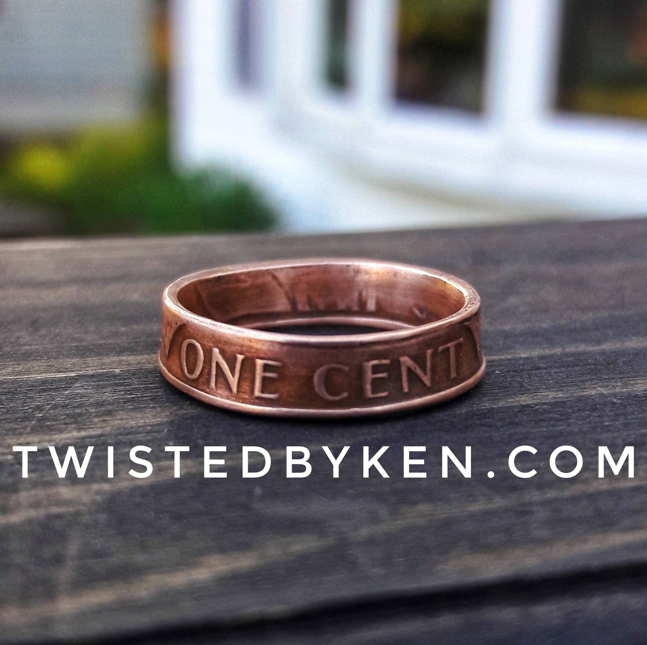 Single, Hammered-Copper Stacking Ring, Made From 16 Gauge Copper Wire,  Twisted By Ken, TBK020220