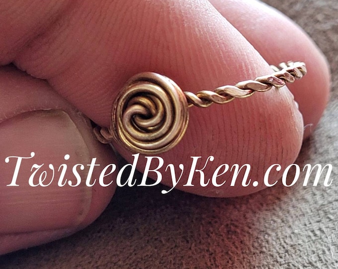 Handmade Simple Antiqued Copper Rose Stacking Ring, Made From 20 Gauge Copper Wire, Twisted By Ken, TBK022621