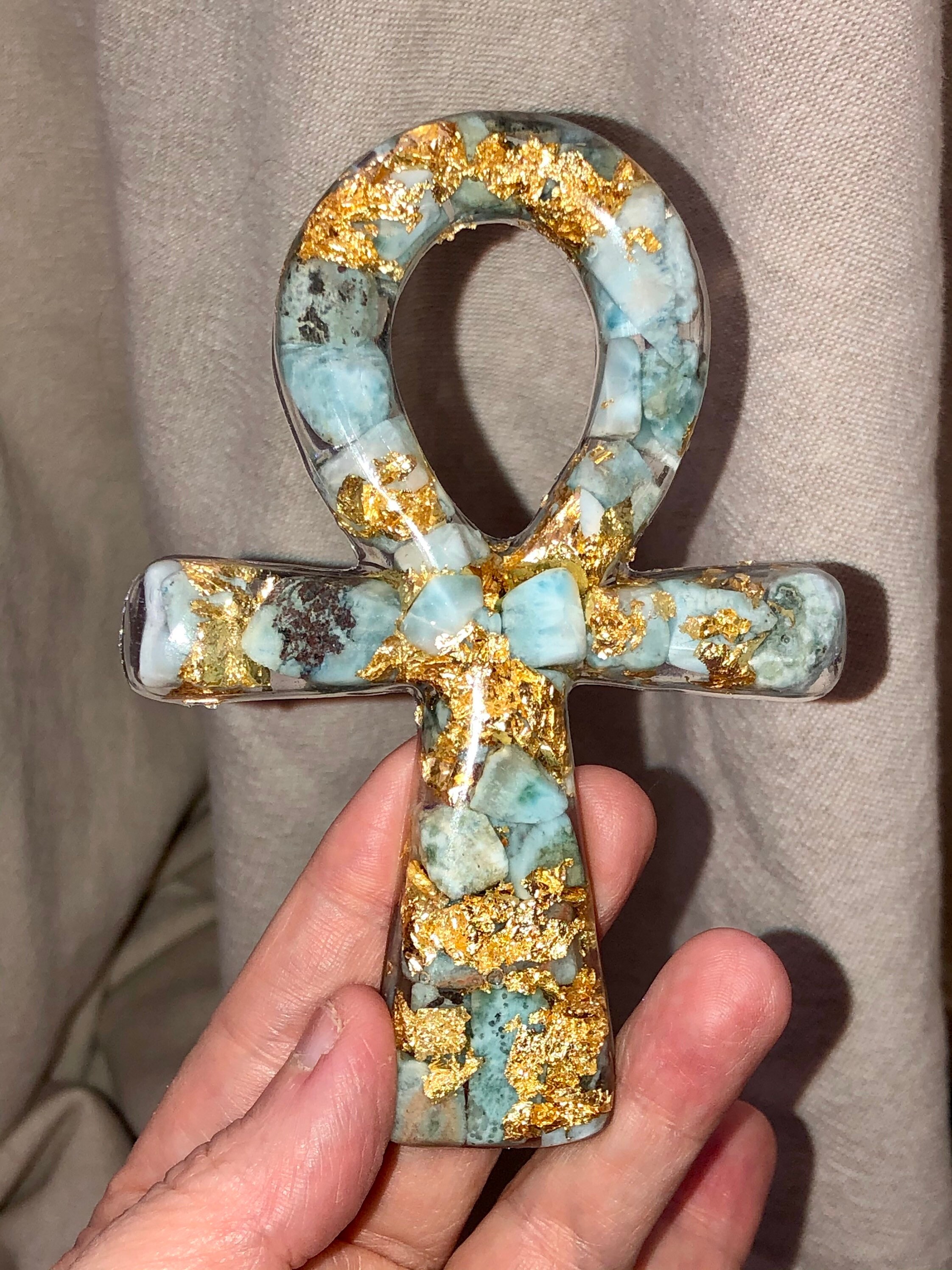 Pendentif Orgonite En Pierre De Larimar - Bijou Énergétique Neuf