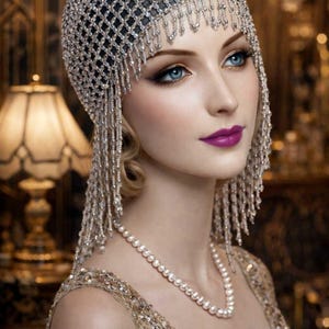 Serre-tête Turban Hiver Perles Années 20 – Coiffure Rétro Glamour Femme