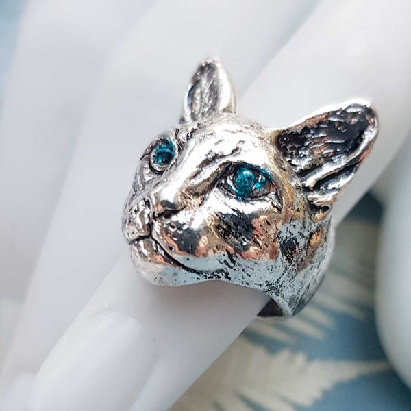 Cat ring, silver cat ring, cat ring, Egyptian ring, animal ring, cat ring, Egyptian Sphynx cat ring