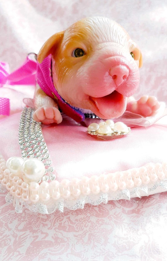 Dog Perrito Reborn De Silicona Reborn Silicona Platino 13,5 Cm De