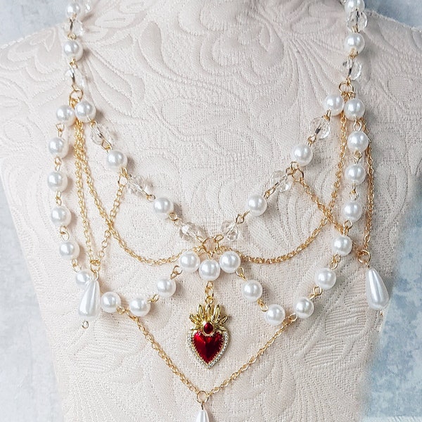 Collar renacentista victoriano, collar de perlas barrocas, collar romántico, collar de princesa, joyería romántica