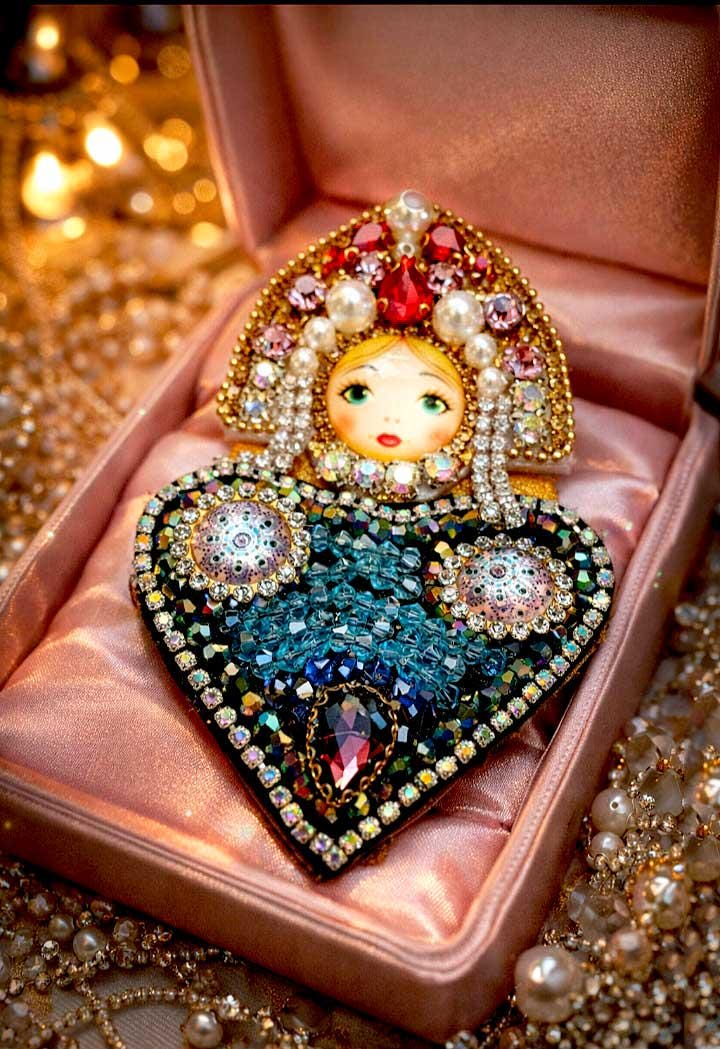 Broche épingle Matriochka – Poupées Russes En Bois, Bleu, Alliage, Neuf Avec étiquettes