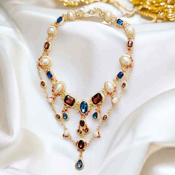 Collier Renaissance victorienne,Collier perles baroque,Collier romantique,Collier de princesse, Bijoux romantique