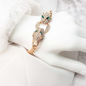 Panther Bracelet Art Deco Bracelet, Cat Head Bracelet, Leopard Bracelet, Romantic Bracelet, Vintage Bracelet