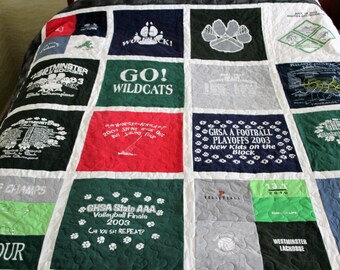 DOUBLE SIDED Tshirt Quilt-Custom made from YOUR Tshirts (deposit)