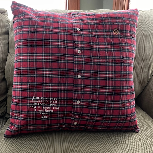 Memory Pillow made with your Loved Ones Shirts