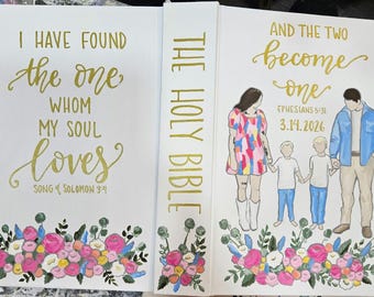 Handpainted Wedding Bible, Personalized, Kjv, Esv, Csb, Etc