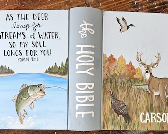 Men's/boy's Handpainted Bible, Personalized Scripture, KJV, CSB