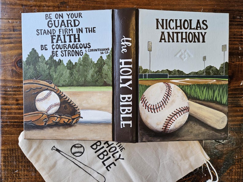 Handpainted Sports Themed Bible, Personalized Scripture, KJV, NIV - Etsy