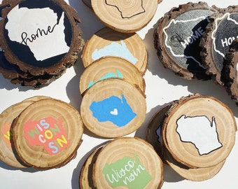 Hand painted wood coasters // Wisconsin coasters