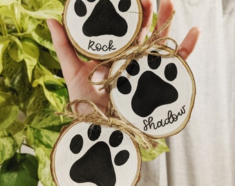 Hand painted dog or cat ornament // paw ornament // custom dog or cat