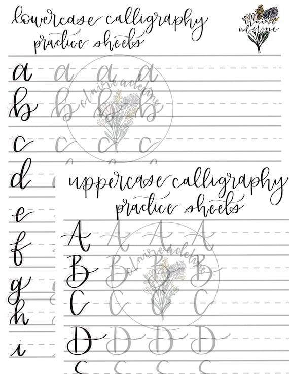 Uppercase Modern Calligraphy Practice Worksheet – Sonia Calligraphy