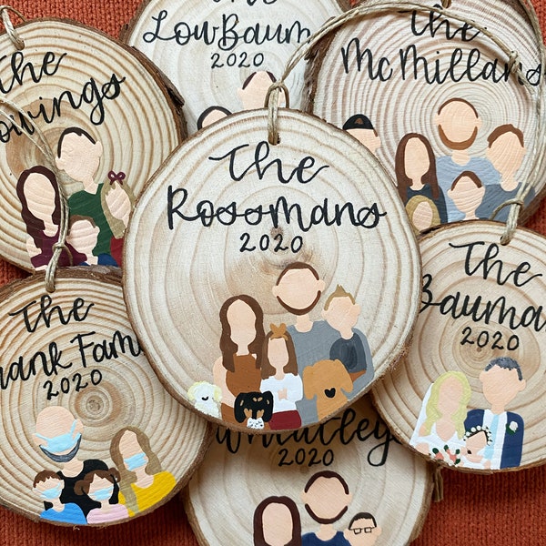 Custom Family Ornament // hand painted family ornament // custom ornament // family portrait ornament // Christmas ornament