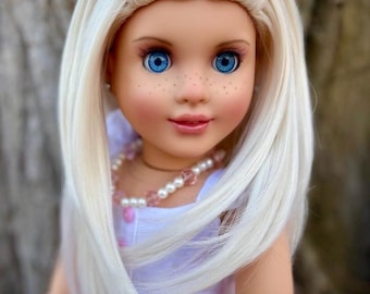 Peluca rubia palomino talla 10-11 con capas para muñecas de 18 pulgadas.