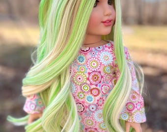 Peluca en capas de limón y lima de 10 a 11 pulgadas para muñecas de 18 pulgadas (pedido por adelantado)