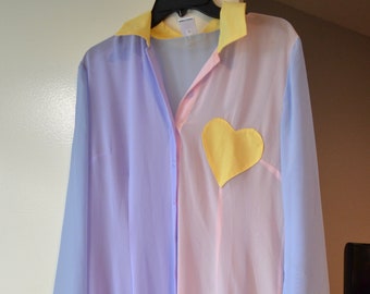 Retro 80s Pastel Goth Floor Length Shirt Dress