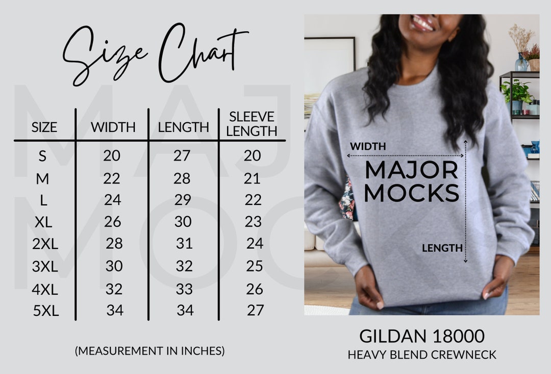 Gildan 18000 Size Chart, Size Chart, Gildan Size Chart, Gildan 18000 ...